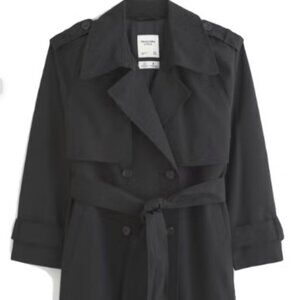 Abercrombie Oversized Trench Coat - Small, Black